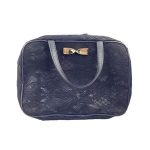 Victoria's Secret Makeup Bag Clear Black Lace Print - Size 10.5 x 7.5 x 3.5‎